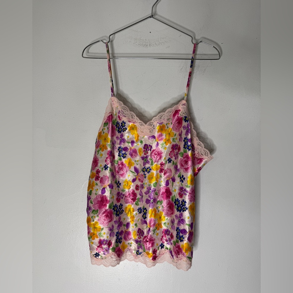 Delicates Size Large Colorful Floral Satin Camisole‎